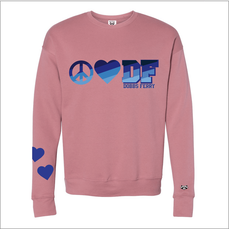 Dobbs Ferry Peace Love Monogram Crew - Rose