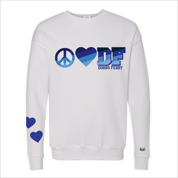 Dobbs Ferry Peace Love Monogram Crew - White