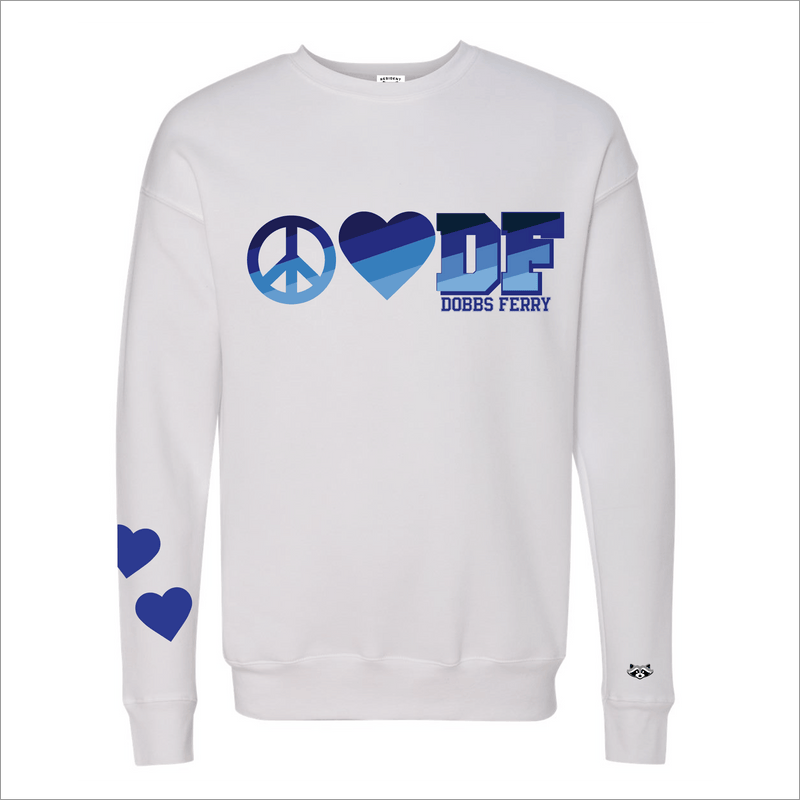 Dobbs Ferry Peace Love Monogram Crew - White