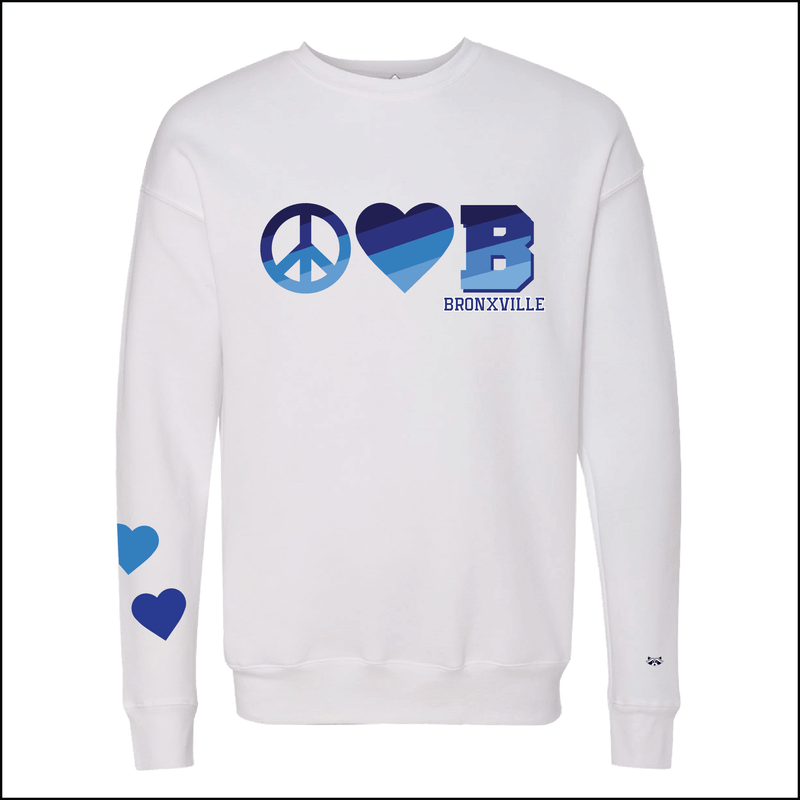 Bronxville Peace Love Monogram Crew - White